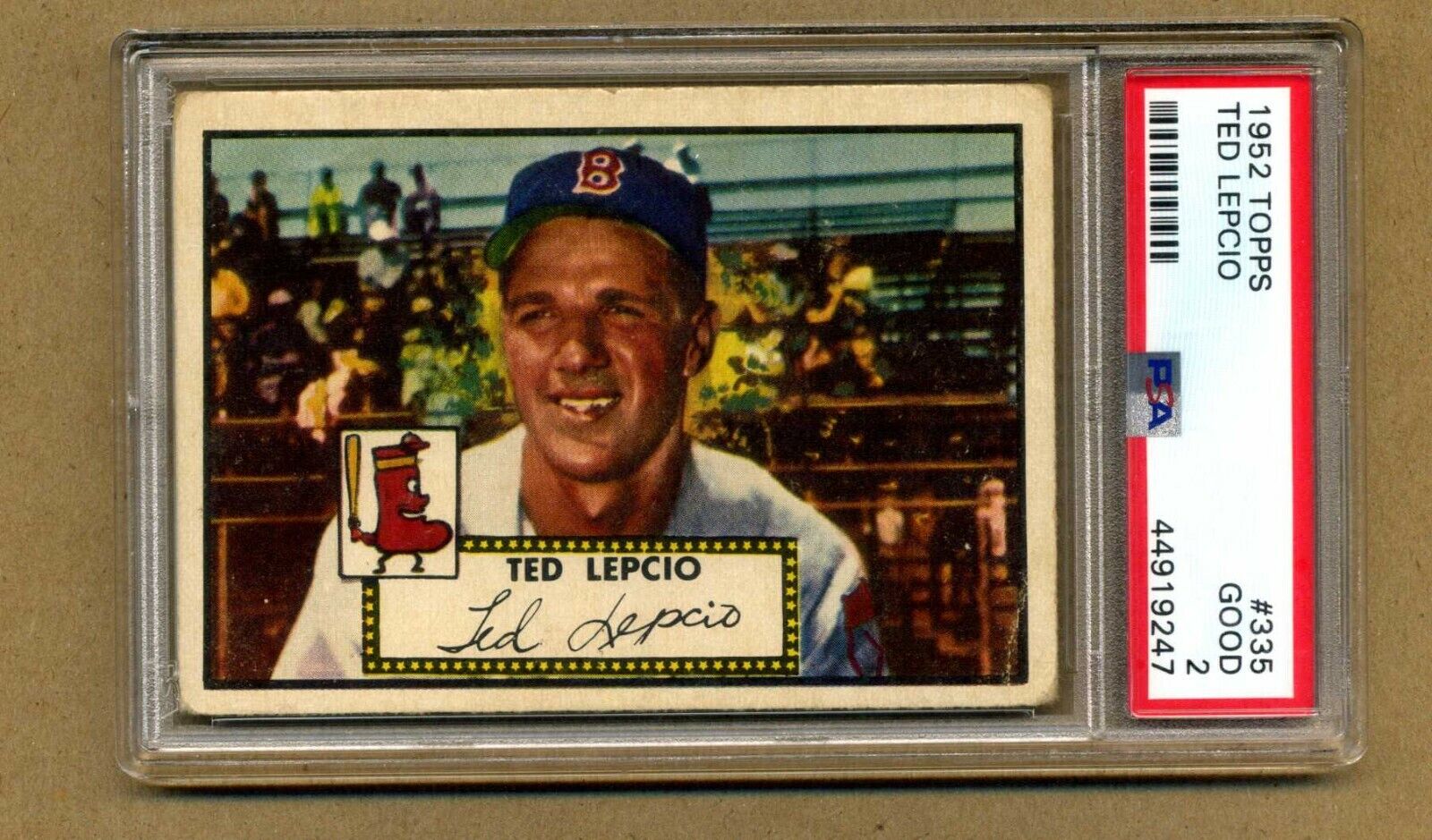 1952 Topps #335 Ted Lepcio Boston Red Sox PSA 2 High Number