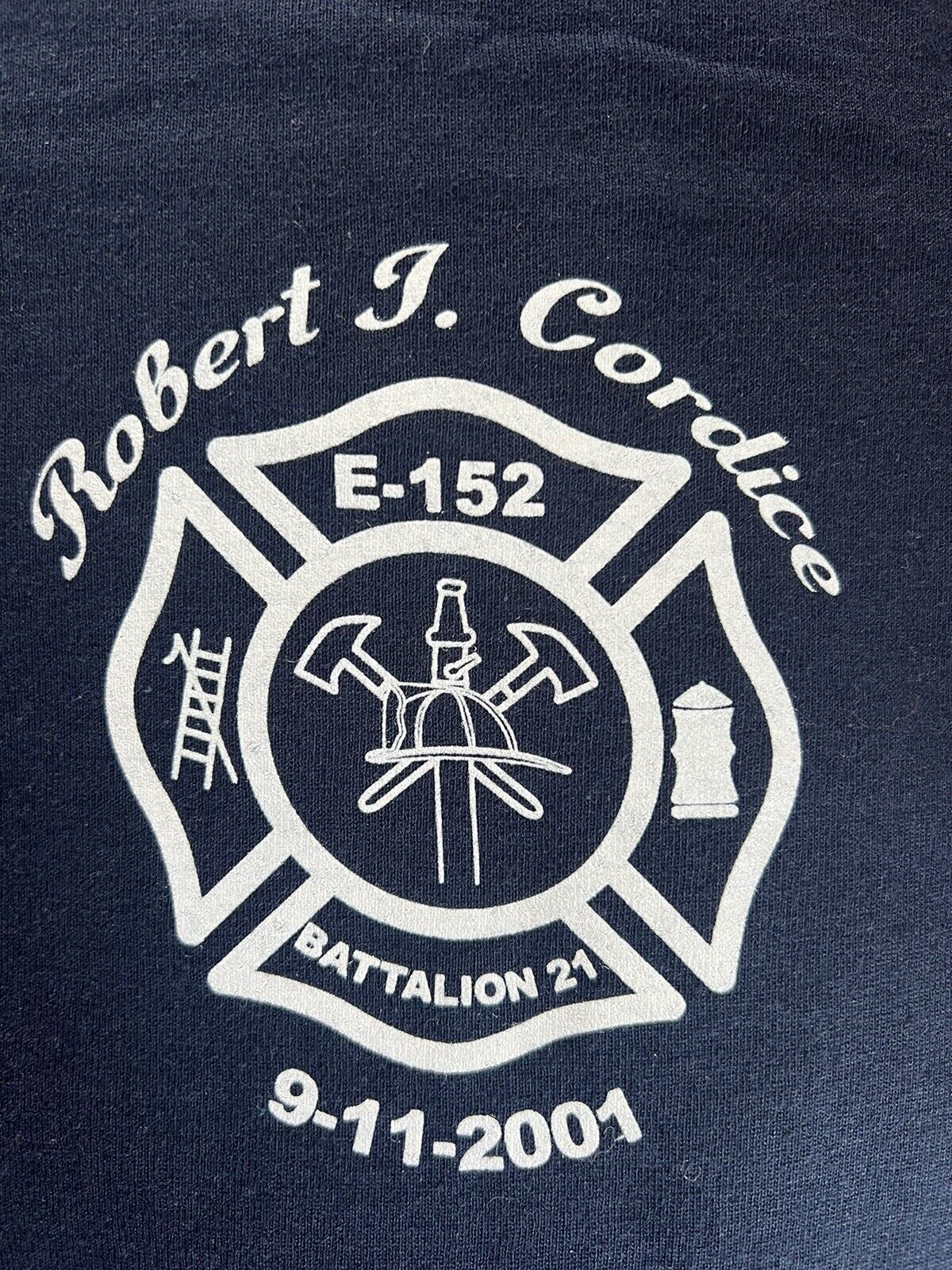 NWOT FDNY FF Robert Cordice Engine 152 911 20 Year Anniversary Memorial Shirt L