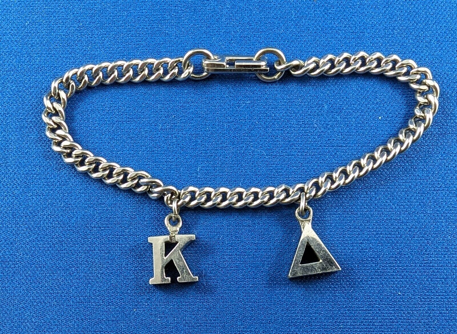 Kappa Delta Sorority vintage sterling silver bracelet Sorority letter Charms.