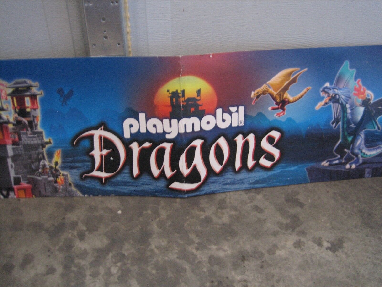 TOYS R US PLAYMOBIL DRAGONS STORE DISPLAY BANNER SIGN 68X10 RARE GEOFFREY LEGO