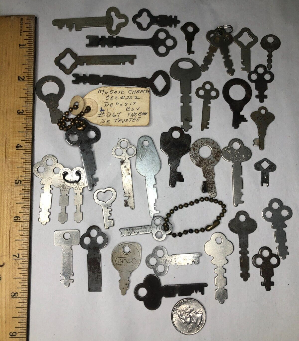Antique Flat Skeleton Key Lot 37 Oddball Unusual Some Coded Various Sizes Lot #3