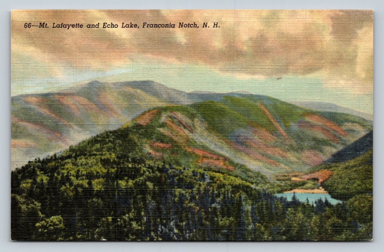 Vintage Postcard: Mt. Lafayette & Echo Lake, Franconia, New Hampshire NH