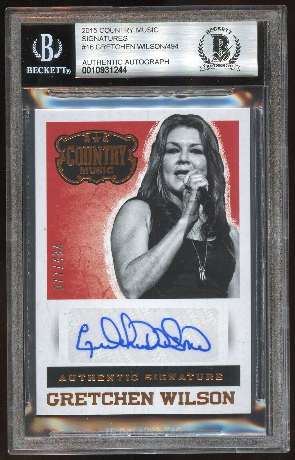 Gretchen Wilson #S-GW signed autograph 2014 Panini Country Music 077/494 G10 BAS