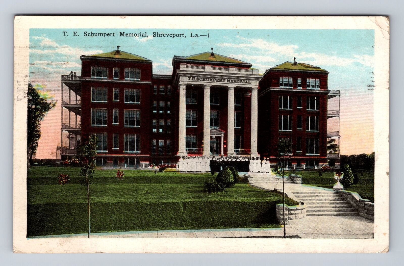 Shreveport LA-Louisiana, T.E Schumpert Memorial, Vintage c1928 Souvenir Postcard