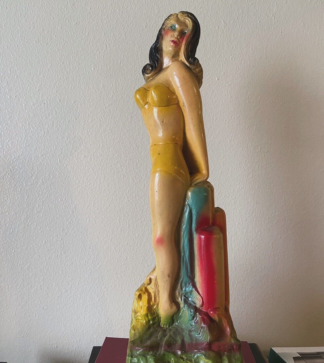 Vintage Pinup Carnival Chalkware Statue Miss America 15” Bikini 