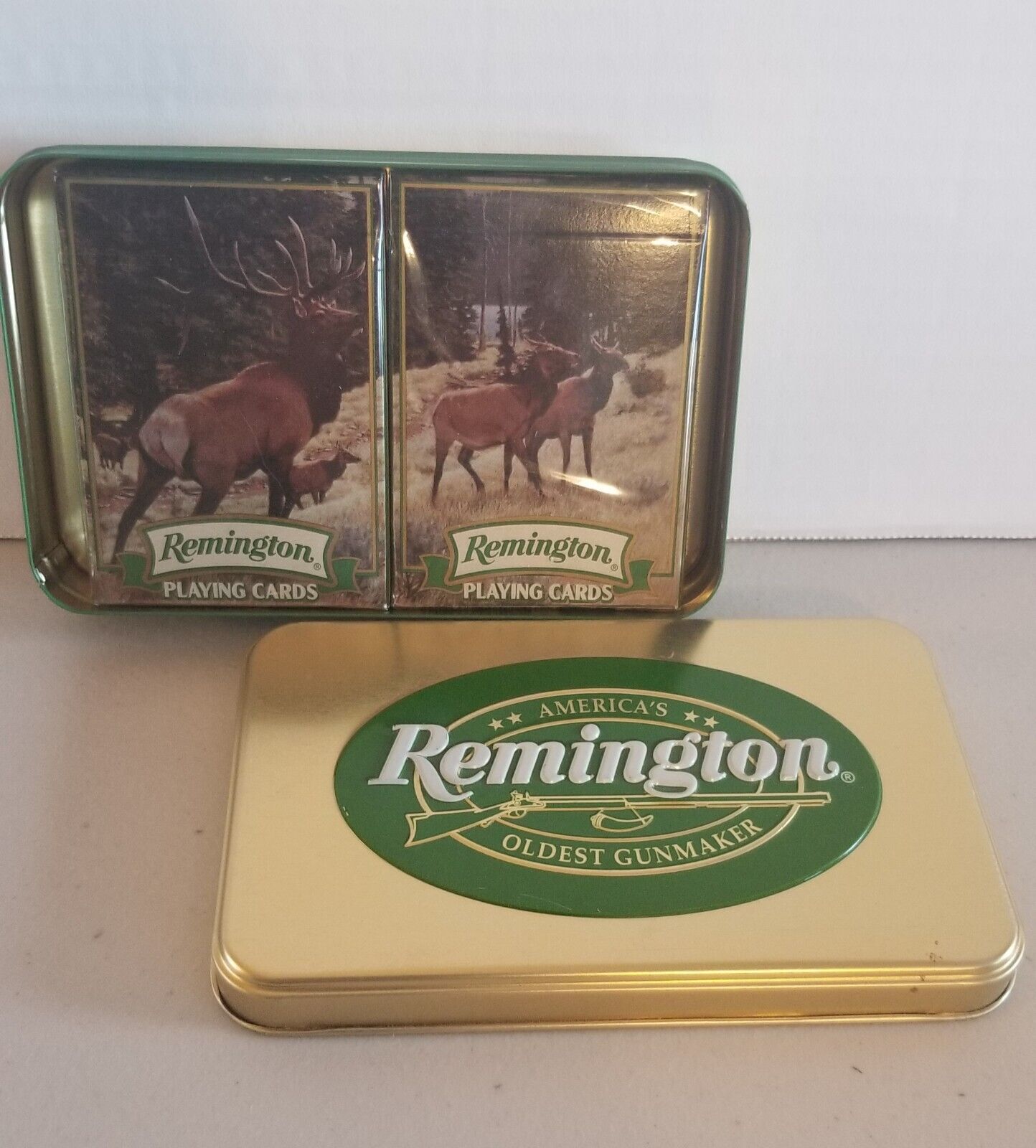 Vintage Remington Playing Card Set In Tin Box - Elk - Sealed Decks Collectible