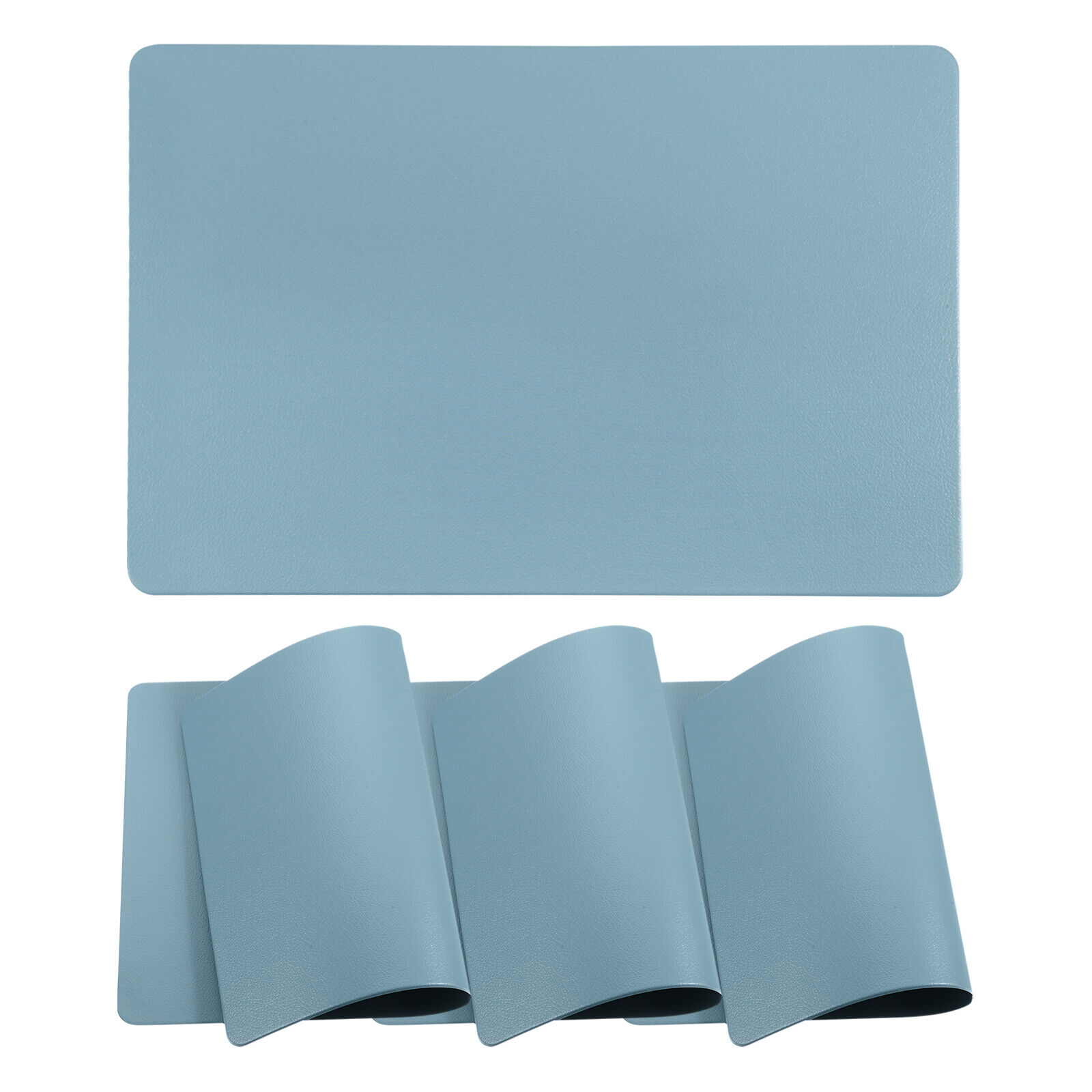 Placemats Set of 4, 12 x 18 Inch PVC Heat Resistant Table Mats for Table (Blue)