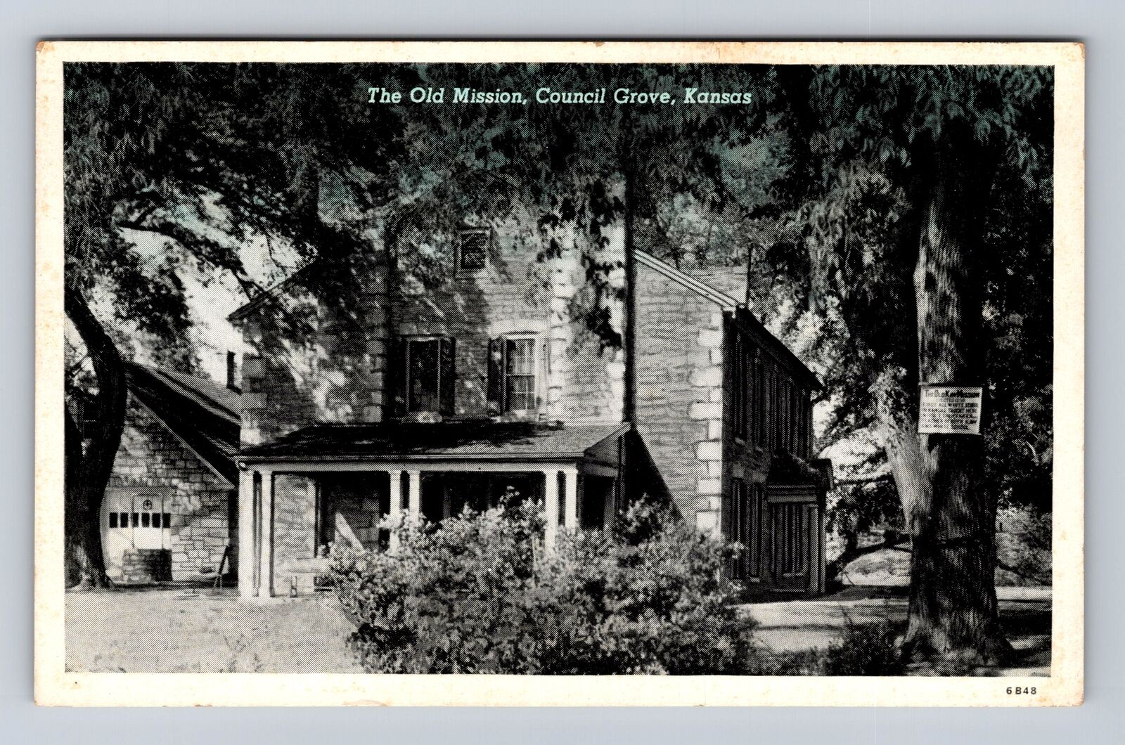 Council Grove KS-Kansas, The Old Mission, Antique, Vintage Souvenir Postcard