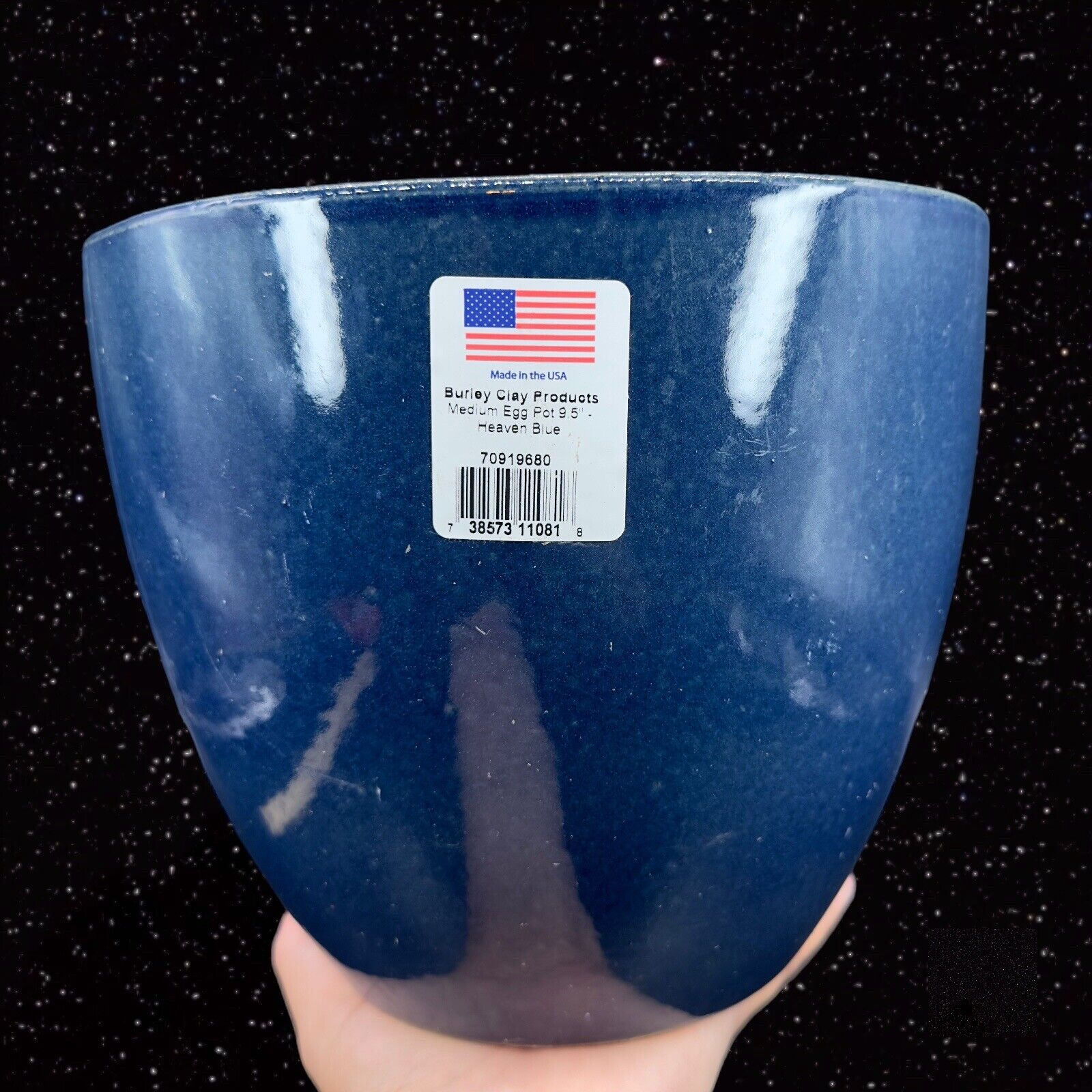 Burley Clay Blue Vase Medium Egg Pot Planter Pottery American Art Pottery 8\