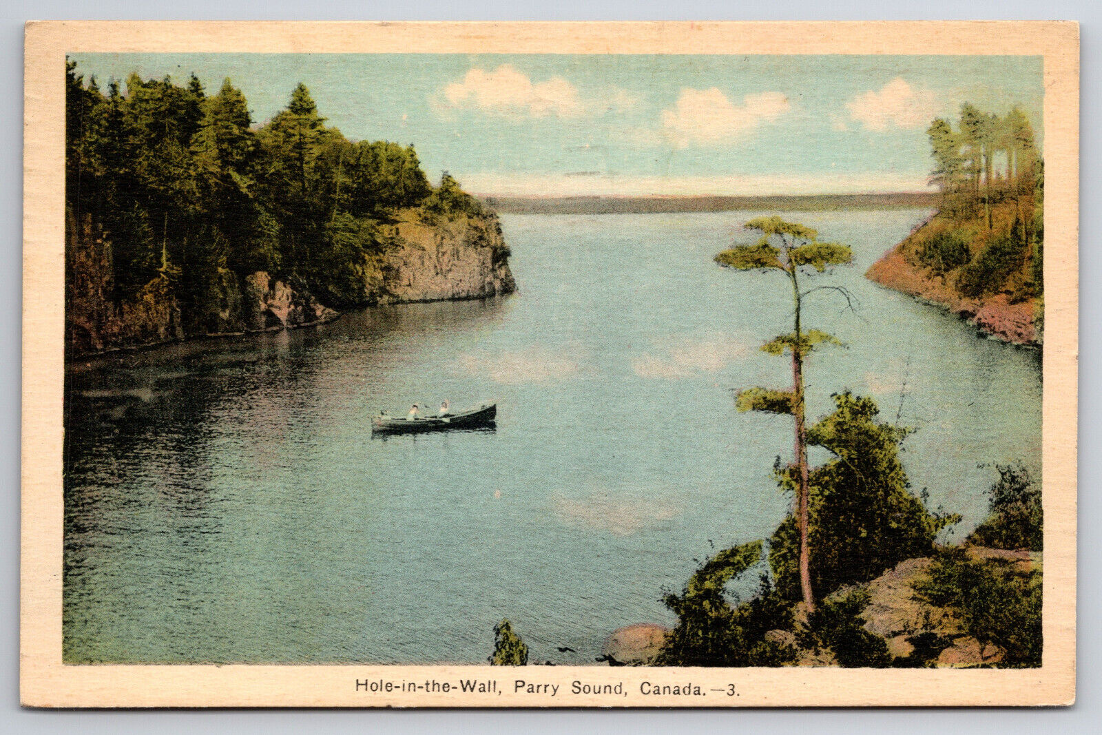 Vintage Canada Postcard Hole In The Wall Parry Sound Posted Jul 24, 1940