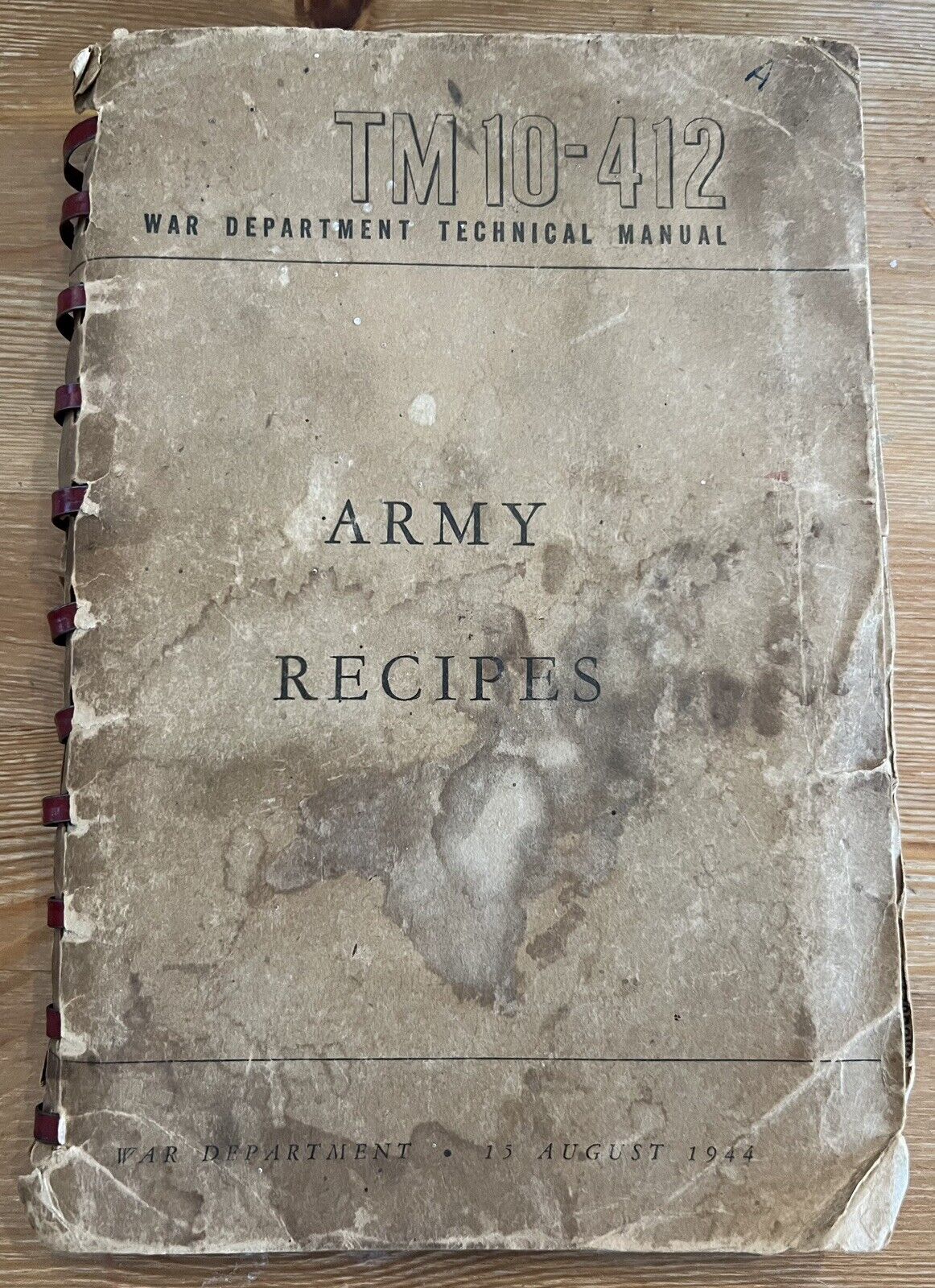 VTG 1944 WW2 War Department Technical Manual TM10-412 ARMY RECIPES Original