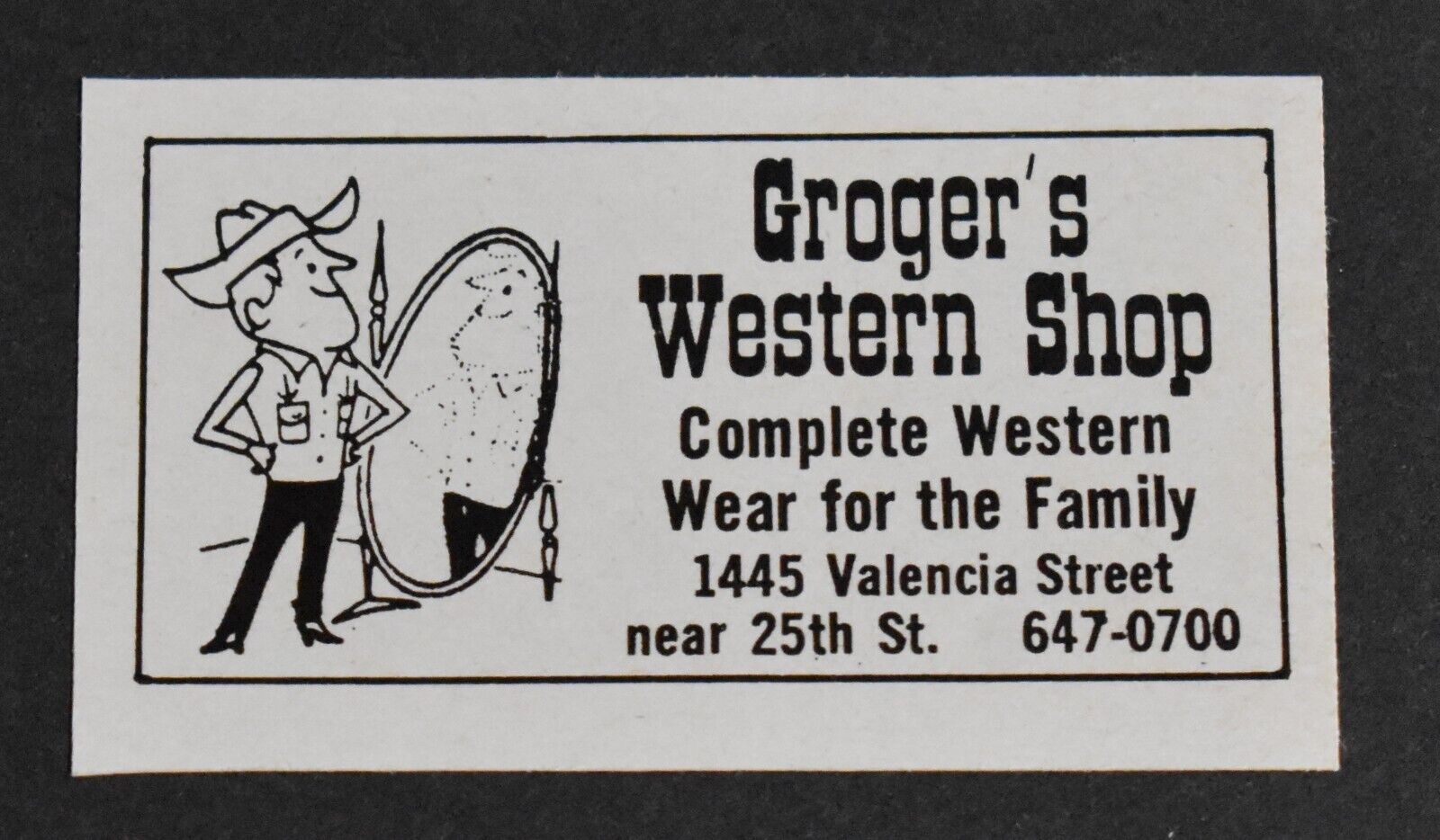 1979 Print Ad San Francisco Groger\'s Western Shop 1445 Valencia St Family Art