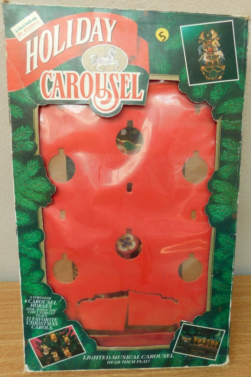 Vintage 1992 Mr. Christmas Holiday Carousel Horse Music Box