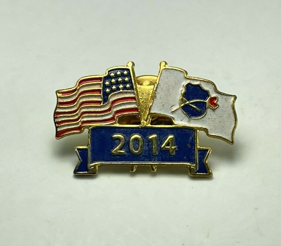 2014 National Law Enforcement Officers & US Flag Pinback Pin Tack 28x18mm