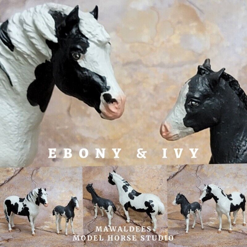 Breyer Misty & Stormy Custom Tobiano Set Model Horse Ebony & Ivy by mawaldees