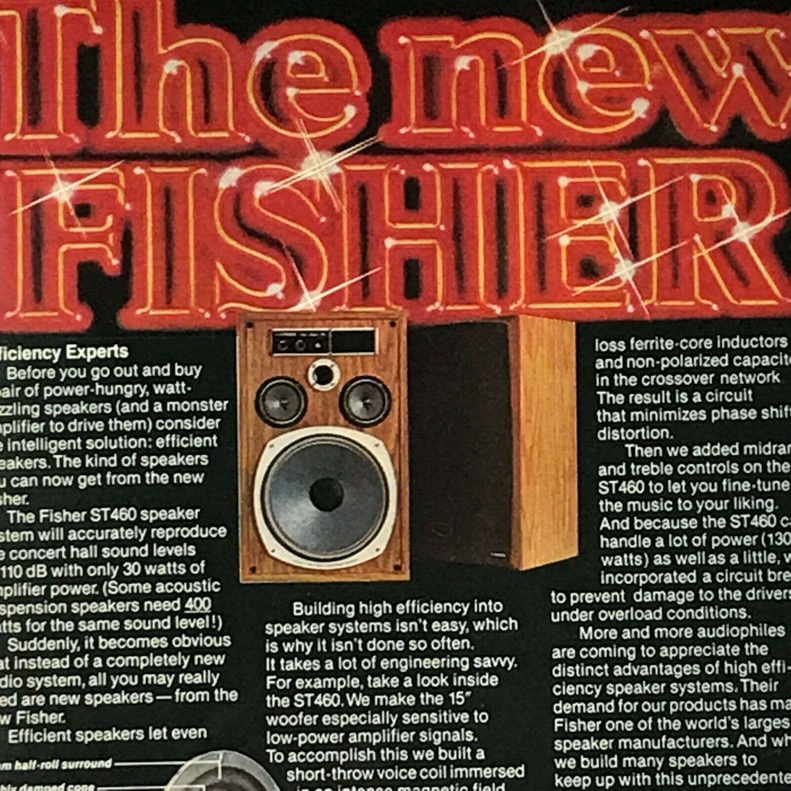 Fisher ST460 Speakers Print Advertisement from April 1980 / Mag Original 