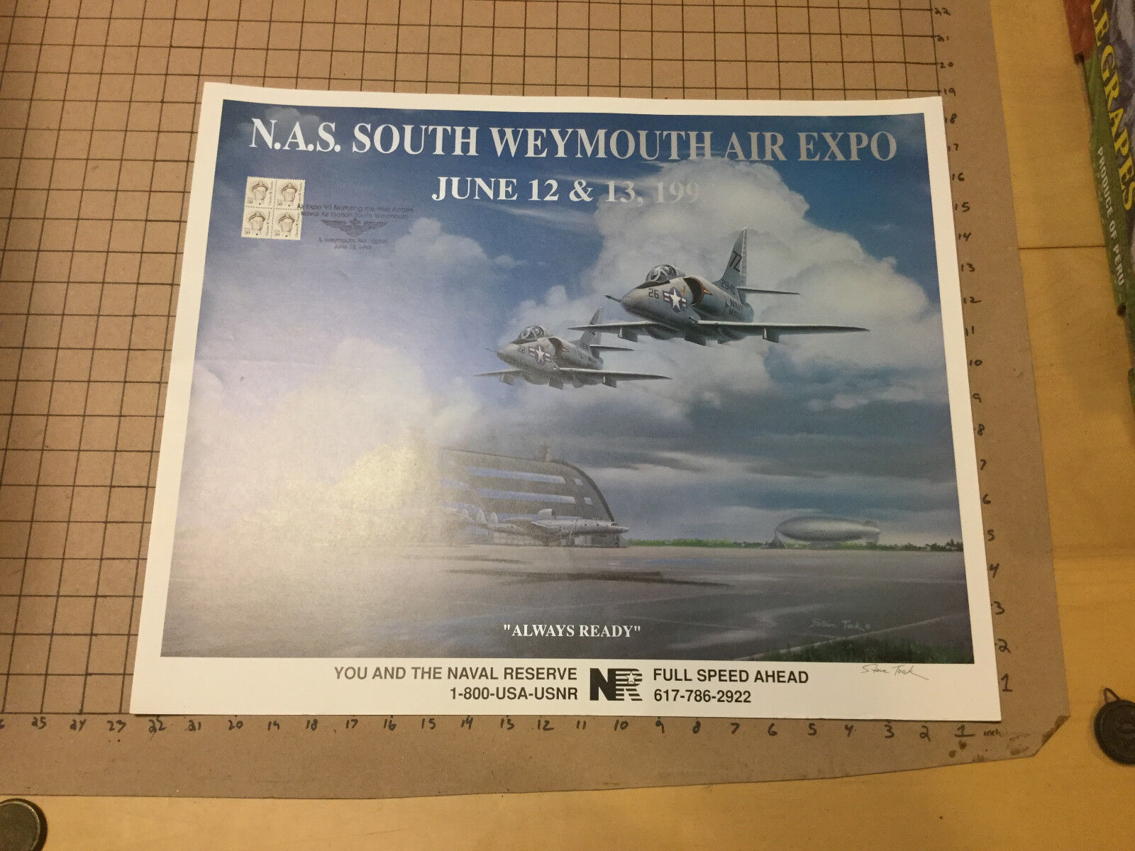 original AIRSHOW POSTER -AIR EXPO 1993 -NAS SOUTH WEYMOUTH -- SIGNED -steve tack