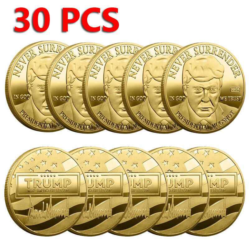 30PCS Commemorative Coin President Donald Trump Mug Shot Never Surrender 2024