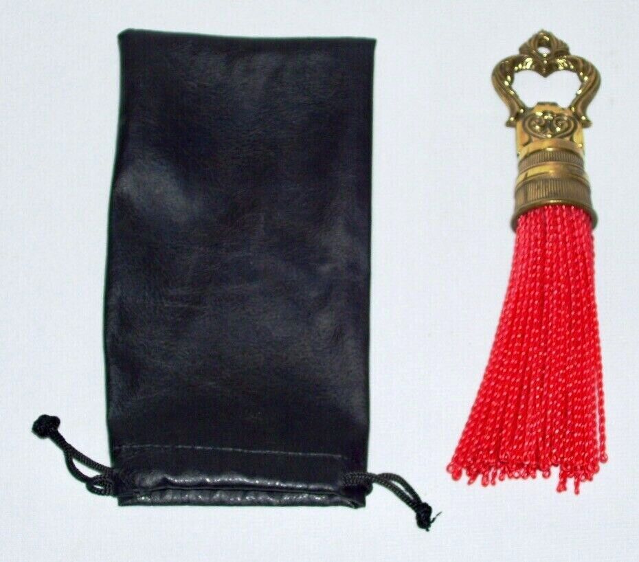 Beautiful Decorative Brass BOTTLE OPENER w/Red Tassel + Bag