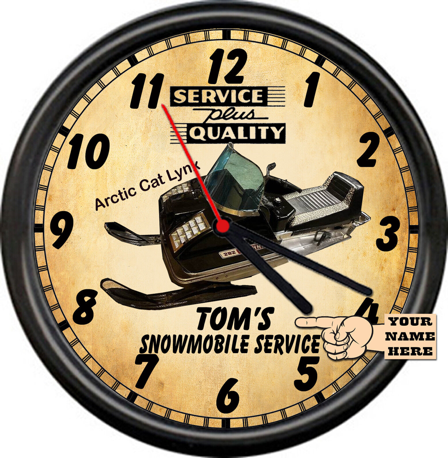 72 73 Personalized Snowmobile Racing Arctic Cat Lynx Retro Sign Wall Clock