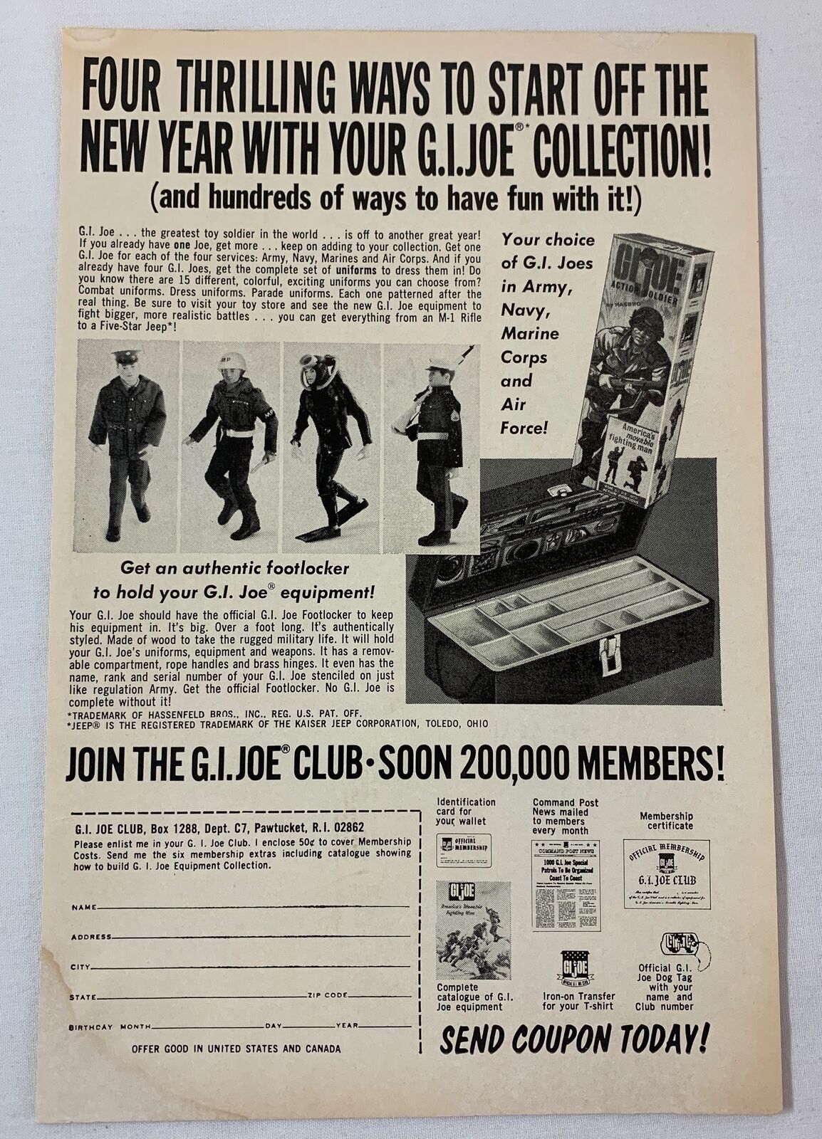 1966 GI JOE ad page ~ FOUR THRILLING WAYS To Start Off The New Year