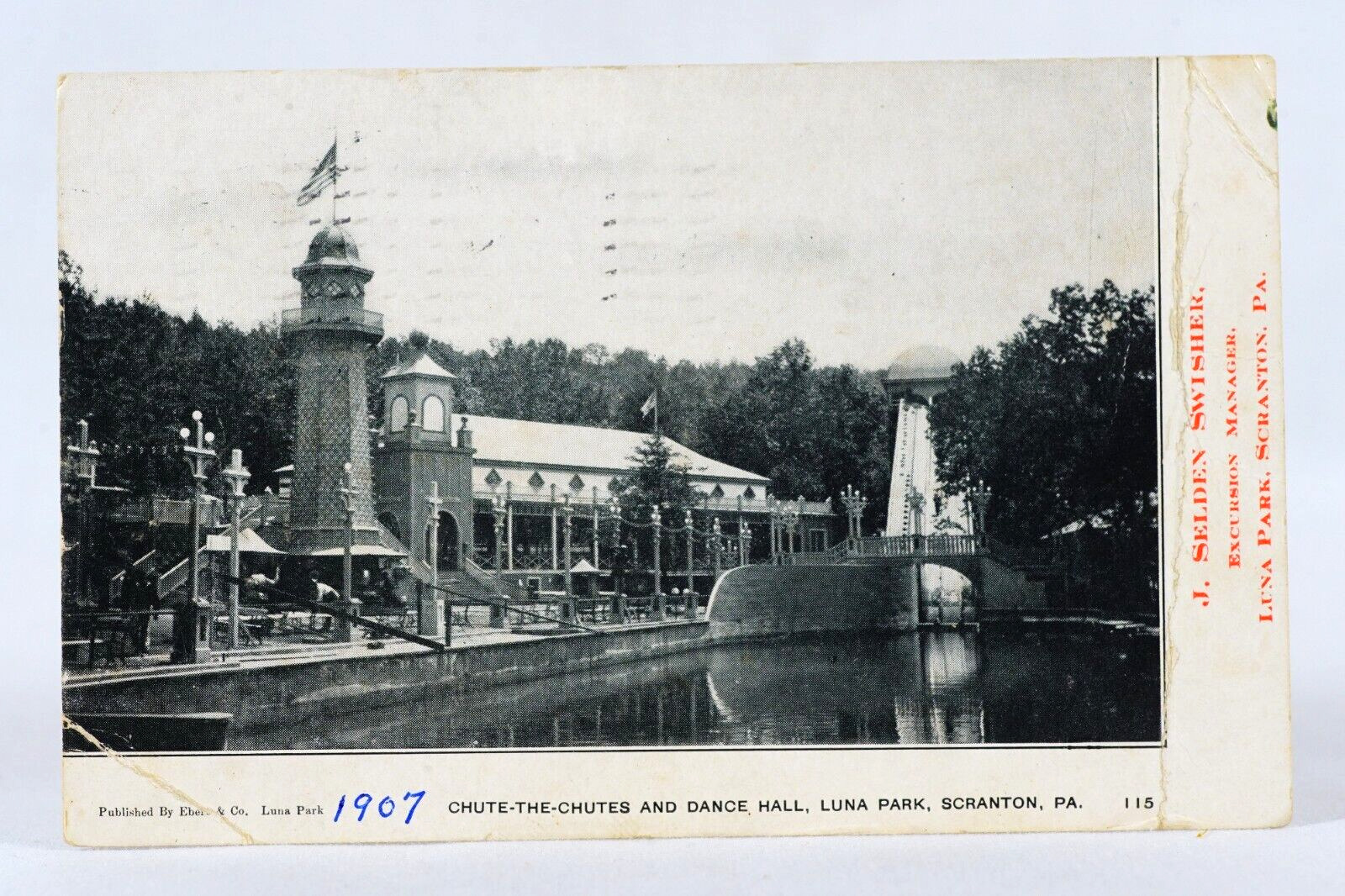 Rare Luna Park Scranton PA Chute The Chutes Ride Defunct Amusement Park Postcard