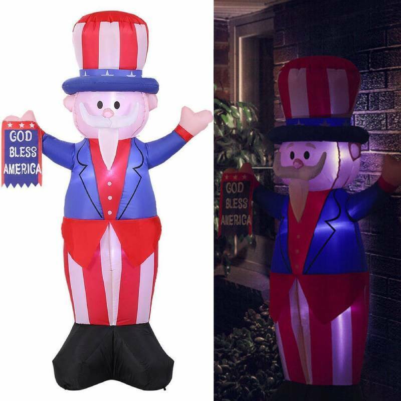 Airblown Inflatable Uncle Sam God Bless America Yard Memorial Decoration 6FT