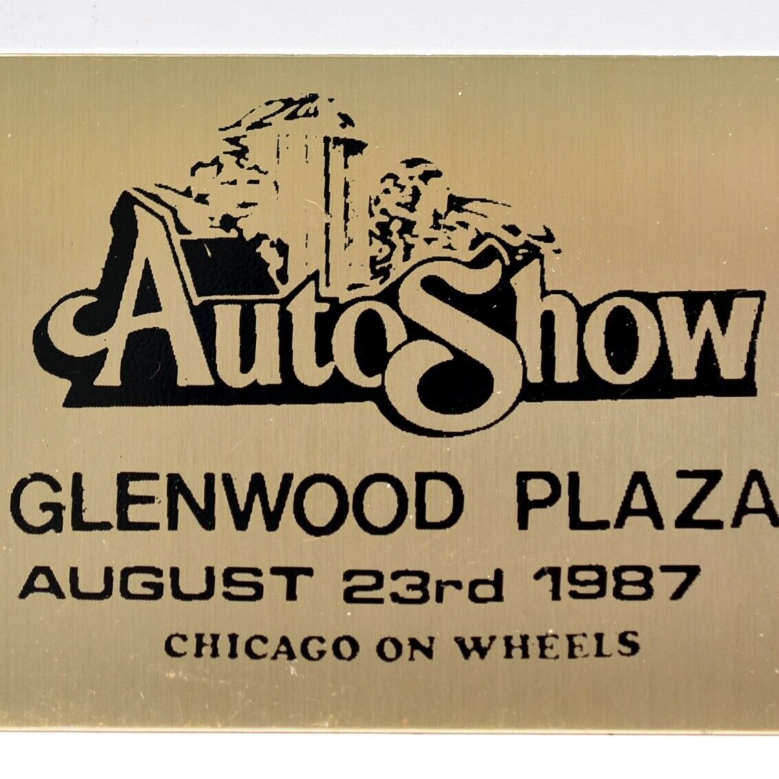 1987 Chicago On Wheels Auto Show Glenwood Plaza Shopping Center Illinois Plaque