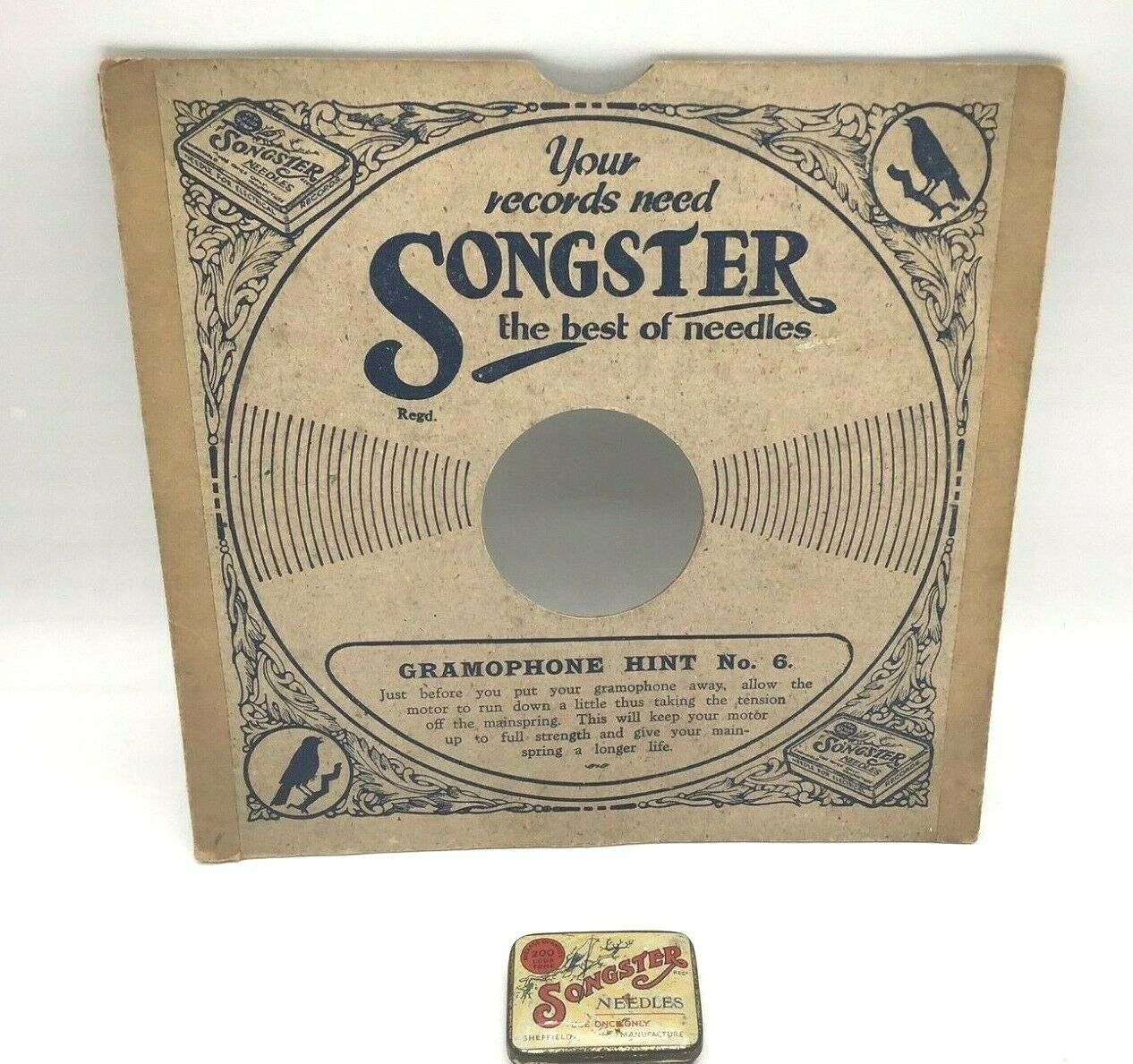 SONGSTER British LOUD NEEDLE TIN SHEFFIELD with Needles & 8\