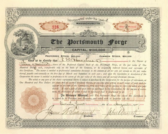 Portsmouth Forge - Stock Certificate - General Stocks