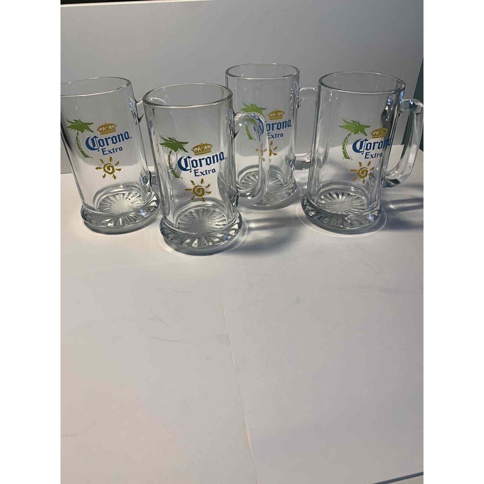 Corona Extra Beer Mug Set w Handles, Set Of 4 Mugs