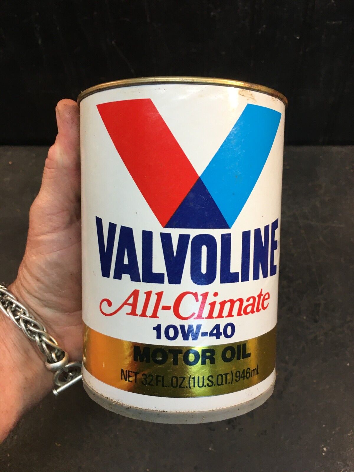 Vintage Valvoline All-Climate 10W-40 Motor Oil Can 1 Quart FULL
