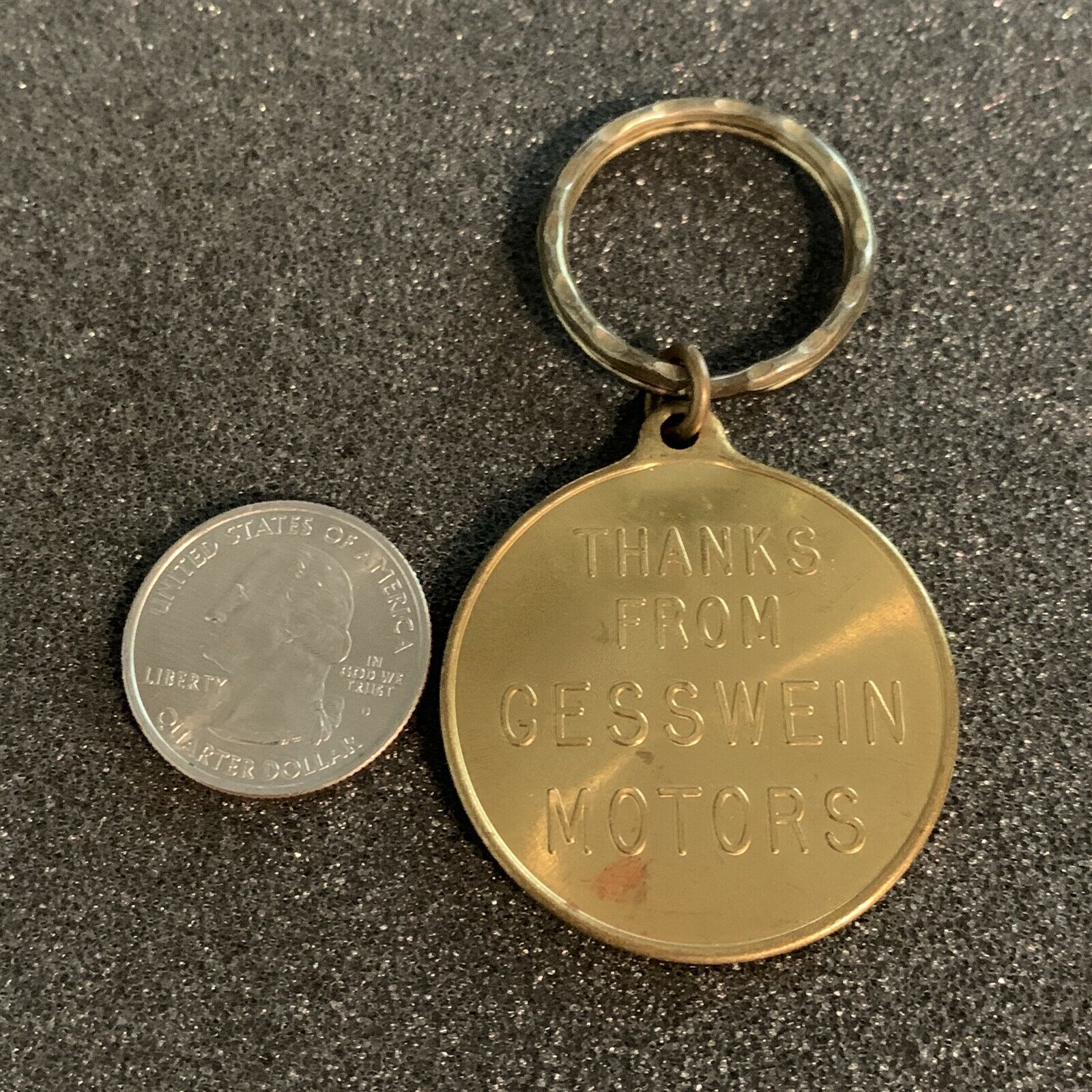 Vintage Gesswein Motors Milbank South Dakota Keychain Key Ring #41462