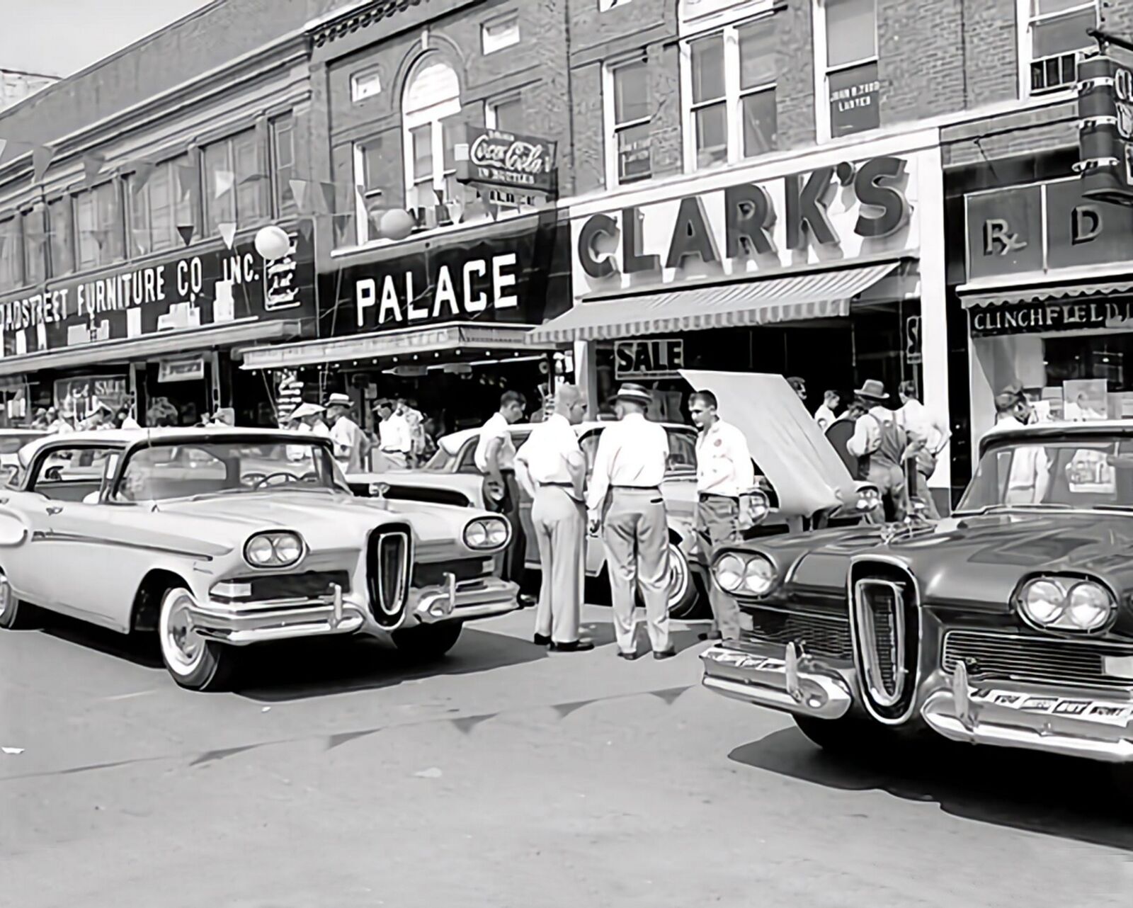 1958 New EDSELS Being Displayed on Town Street Photo (223-Y )