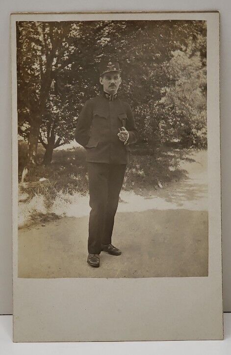RPPC Austrian Hungarian Soldier  Cigar Hungary Austria Posing Photo Postcard R2