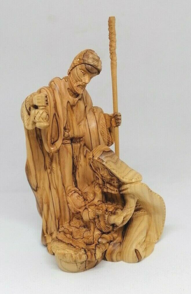 Beautiful Holy Family olive wood figure hand carved holy land gift 18.5*11.5 cm 