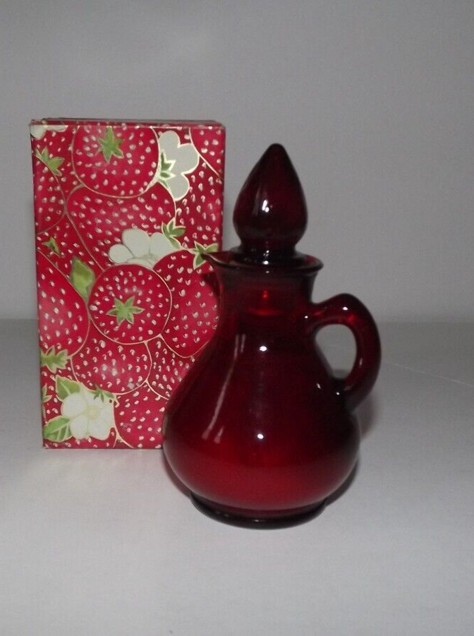 Vintage Avon Strawberry Bath Foam 4 Fl. Oz. Ruby Red Decanter NOS In Box