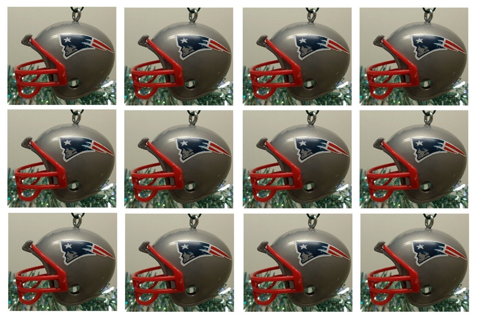 New England Patriots Christmas Tree Ornament Set 12 Helmets DeVante Parker