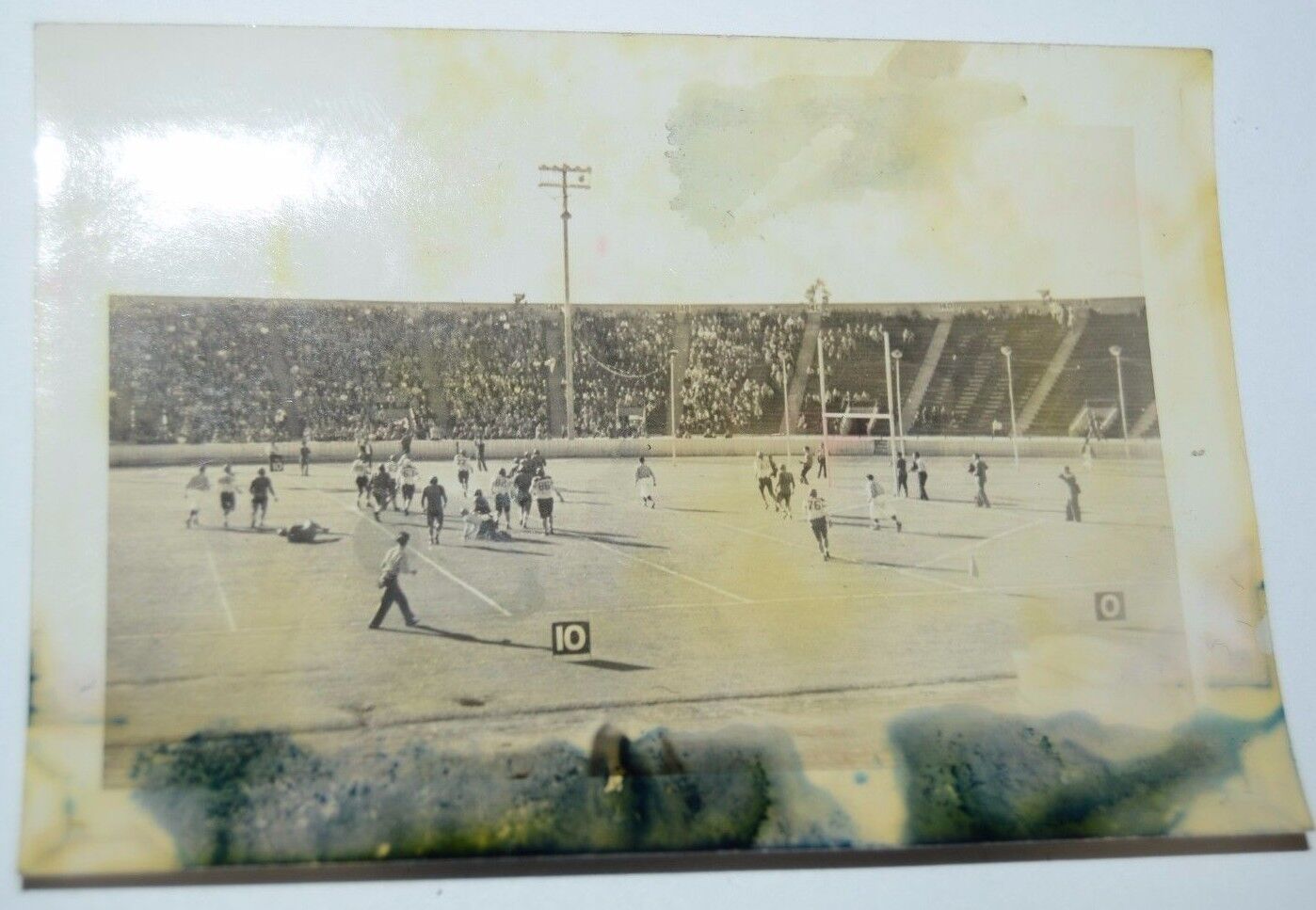 Old Vintage Original 1930\'s 40\'s Photograph Leather Helmet Football Game NFL?