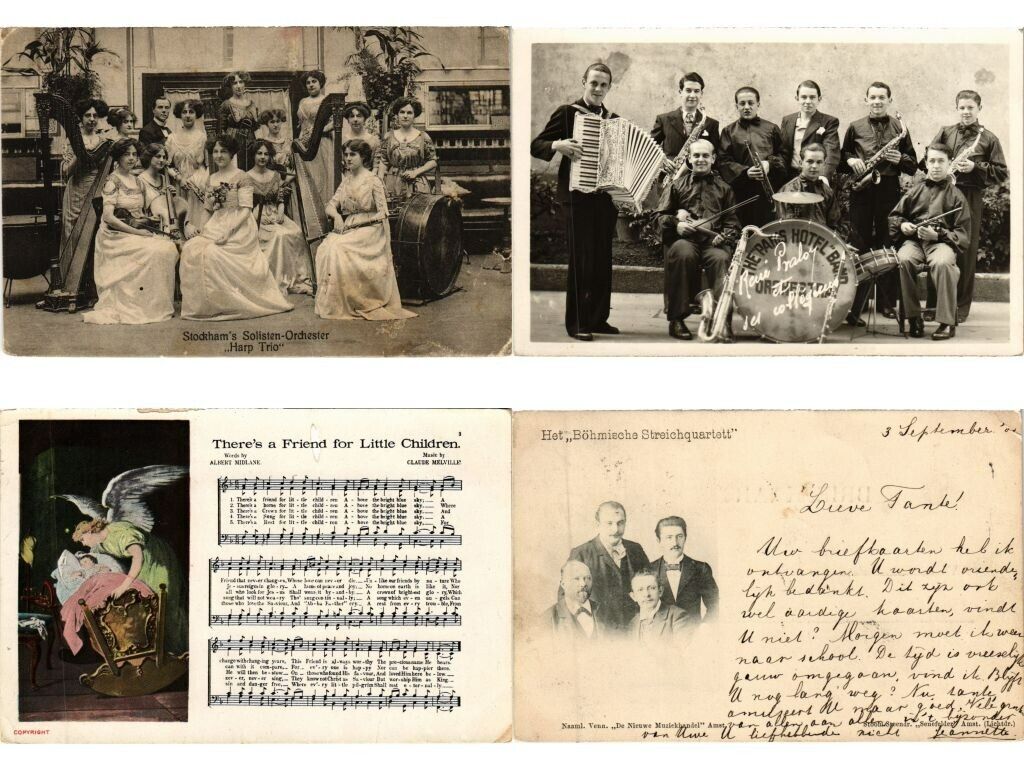 MUSIC INSTRUMENTS ORCHESTRA BANDS 160 Vintage Postcards Mostly pre-1940 (L5532)