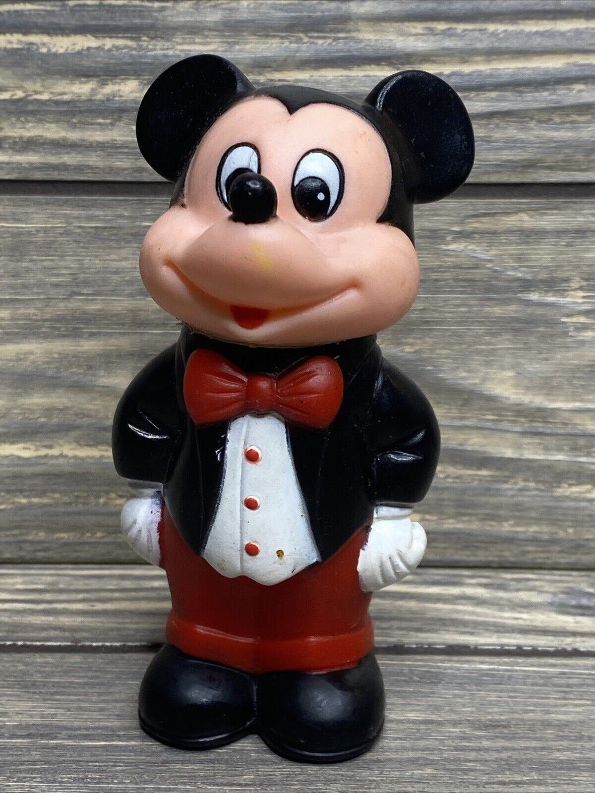 Mickey Mouse Red Pants Black Coat Plastic Figure 1986 Disney Tootsie toy 4.5”