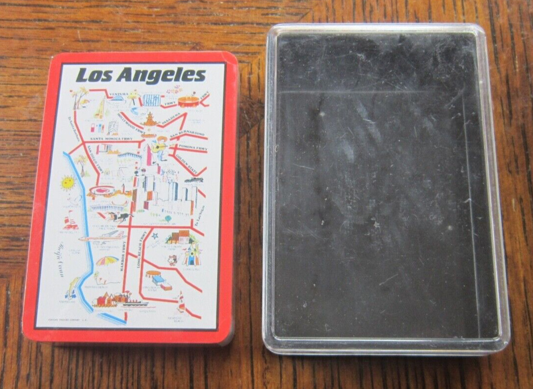 New Sealed Vintage LOS ANGELES CALIFORNIA PLAYING CARDS Road map image Sites