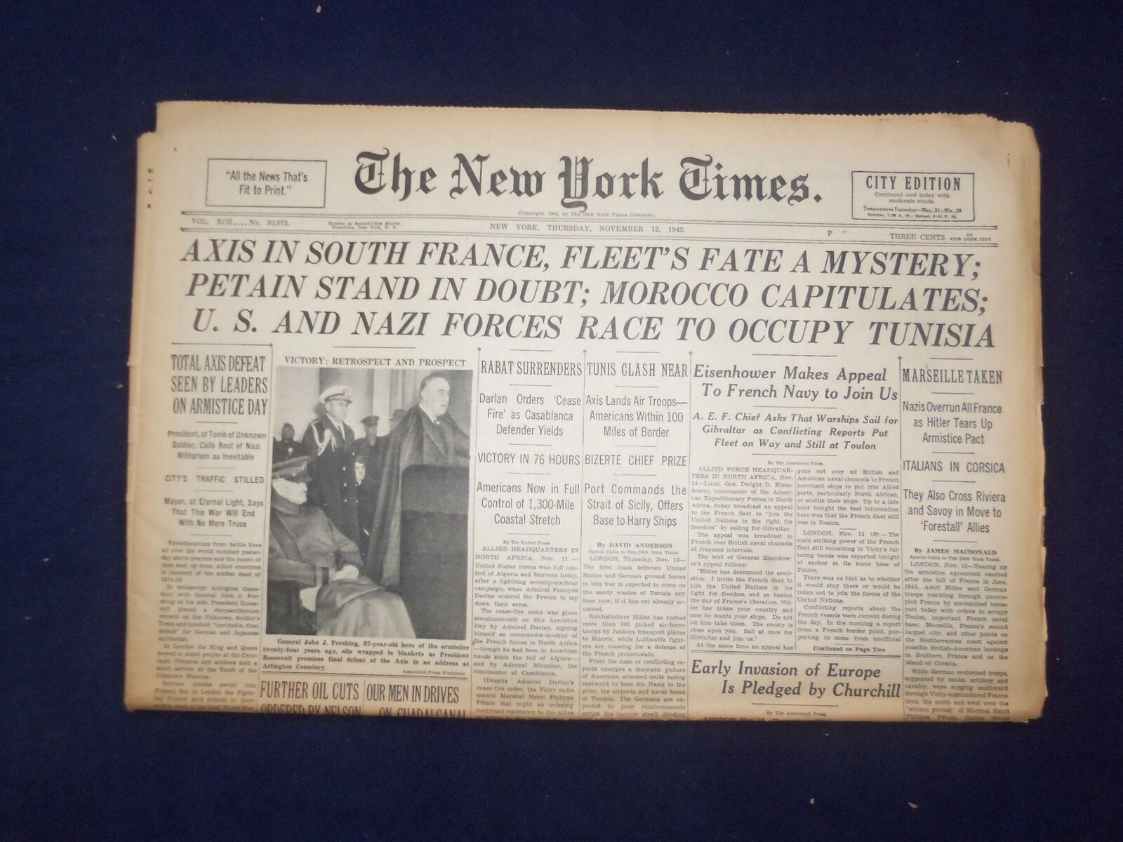 1942 NOV 12 NEW YORK TIMES-AXIS IN SOUTH FRANCE, FLEET\'S FATE A MYSTERY- NP 6517
