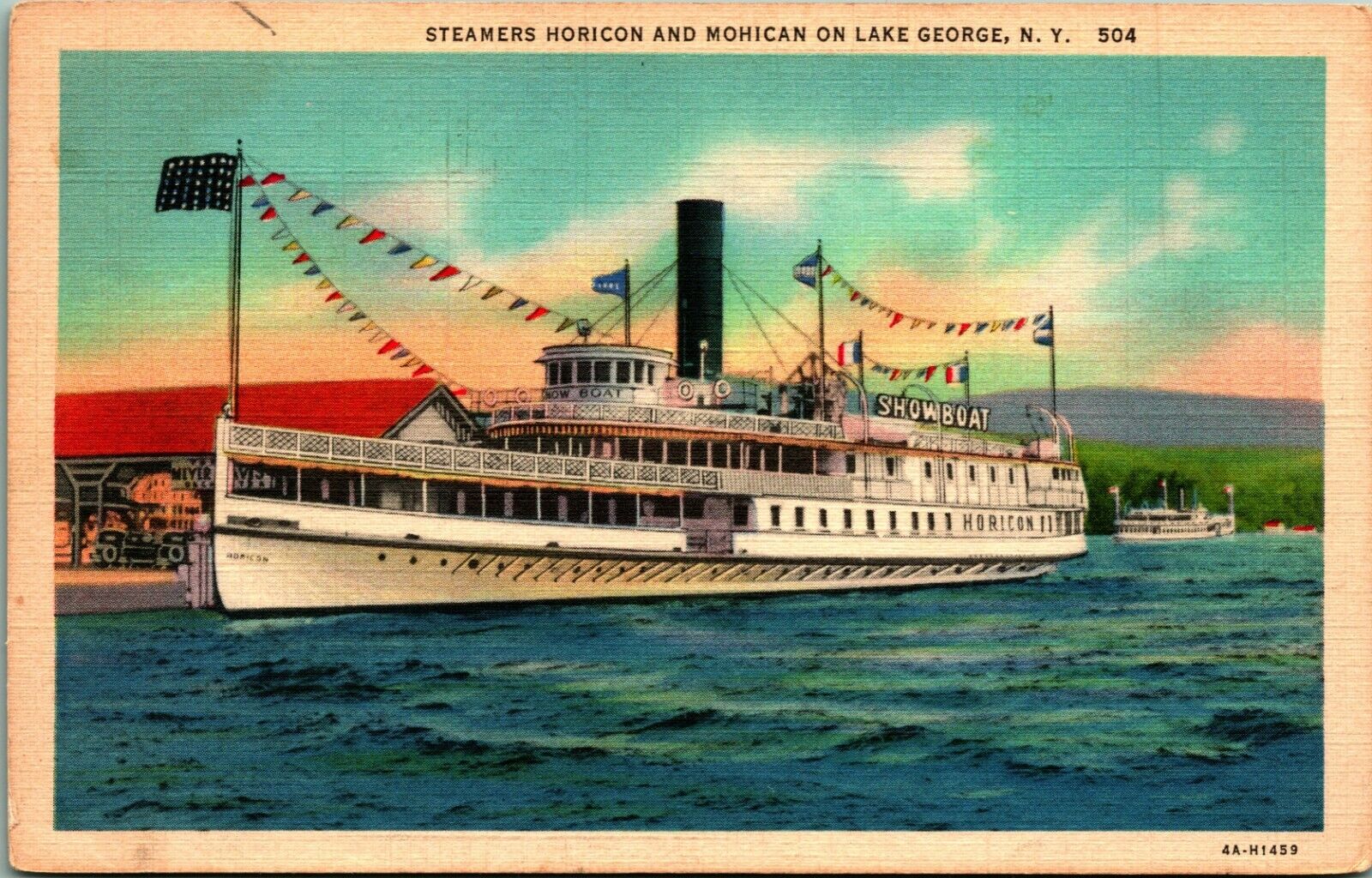 Steamer Horicon And Mohican On Lake George C.W. Hughes & Co. Linen Postcard