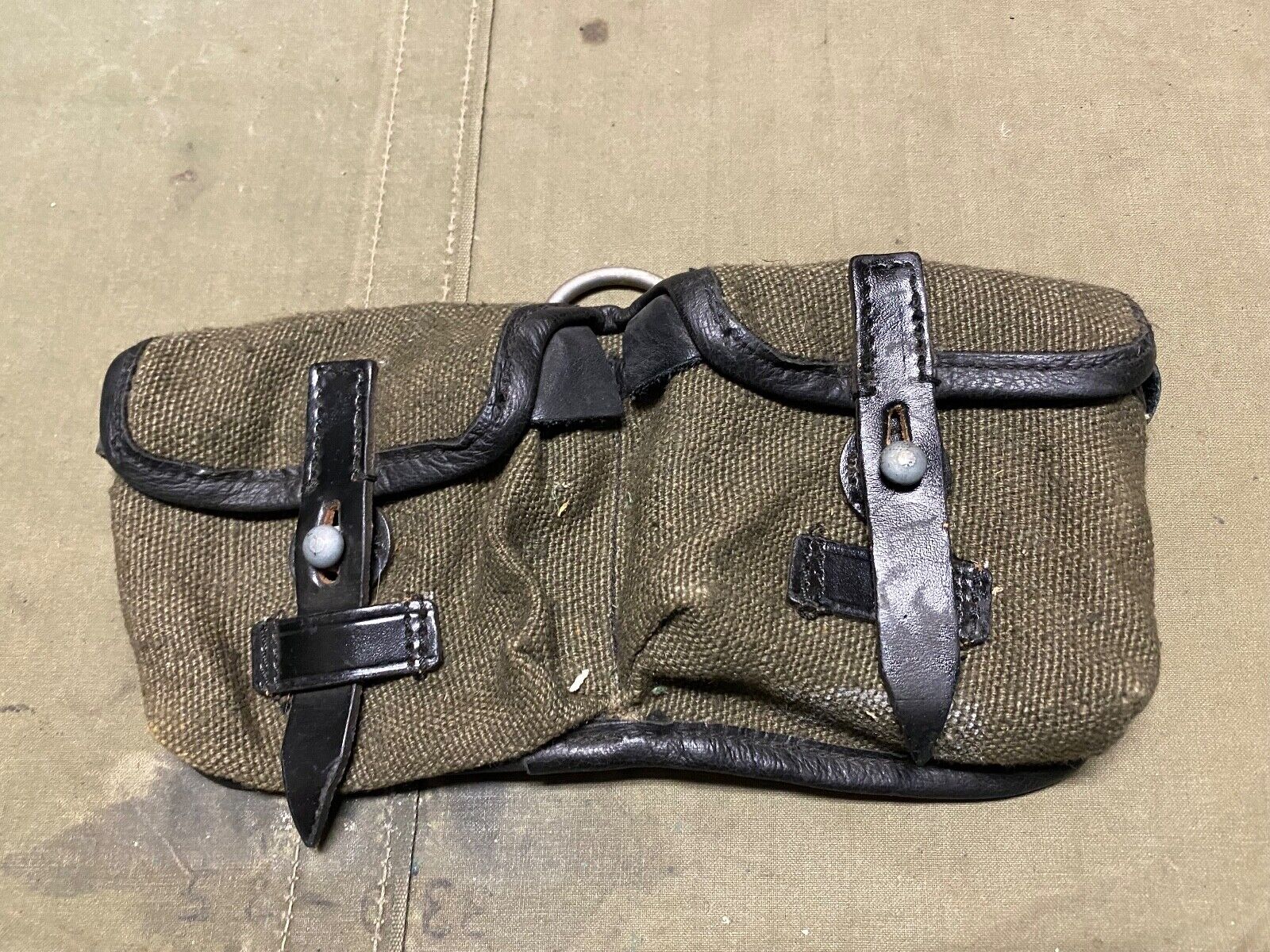 ORIGINAL WWII GERMAN G43 K43 RIFLE CANVAS & LEATHER AMMO POUCH