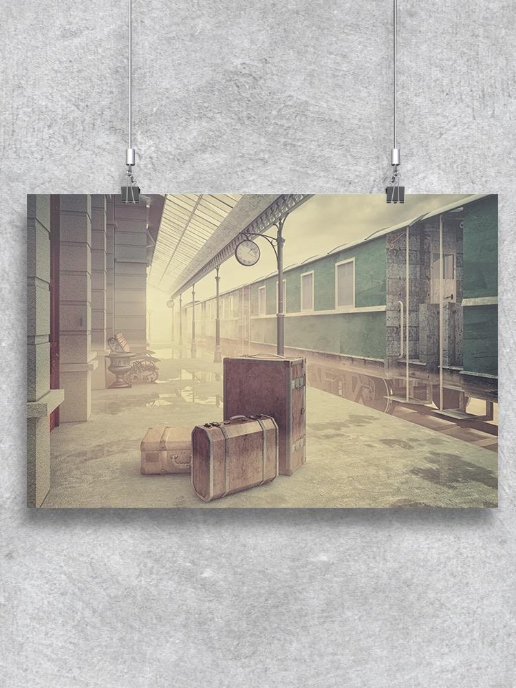 Fog On The Retro Train Station Poster -Image by Shutterstock