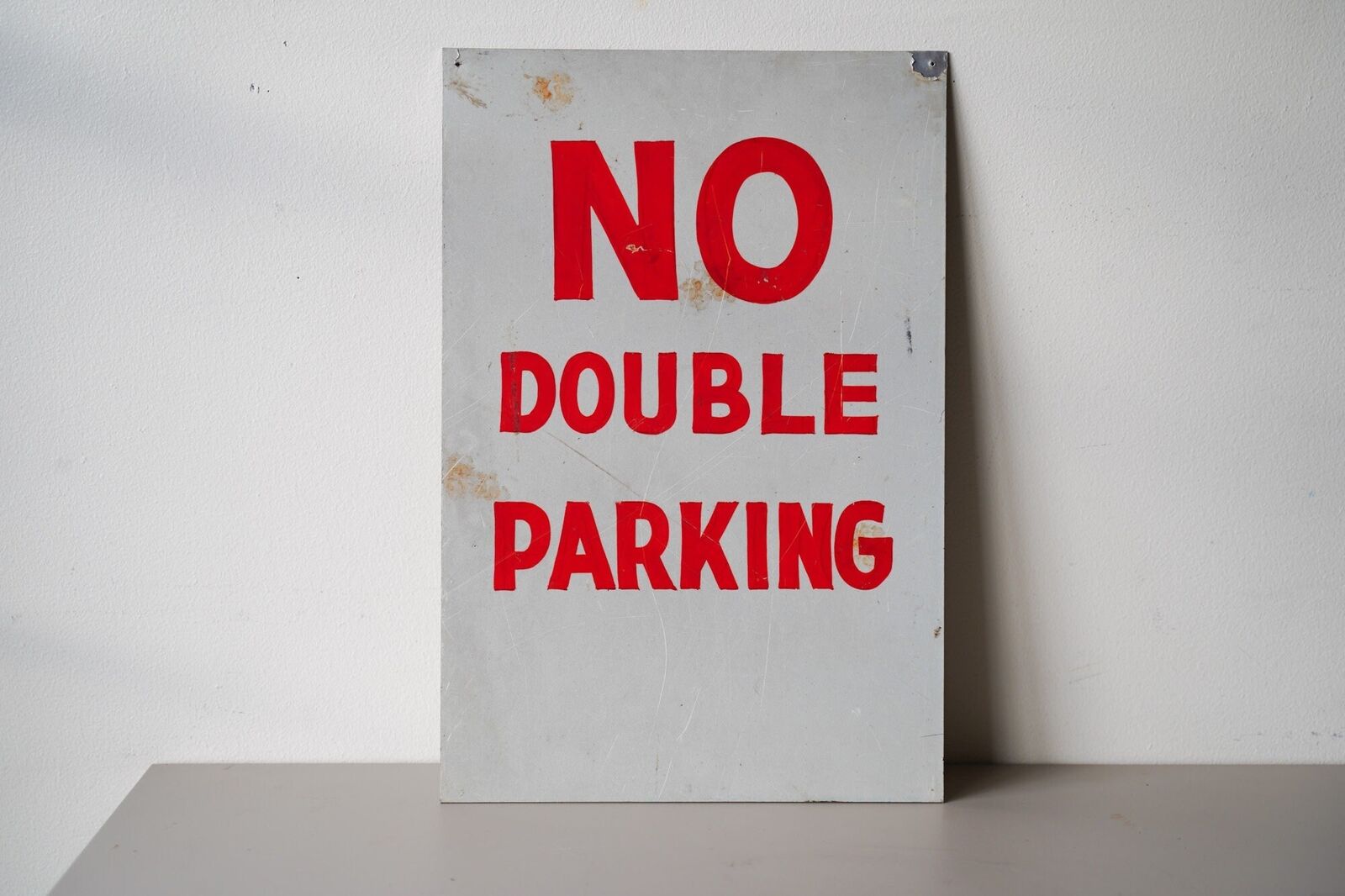 1970s No Double Parking Hand-Painted Metal Sign