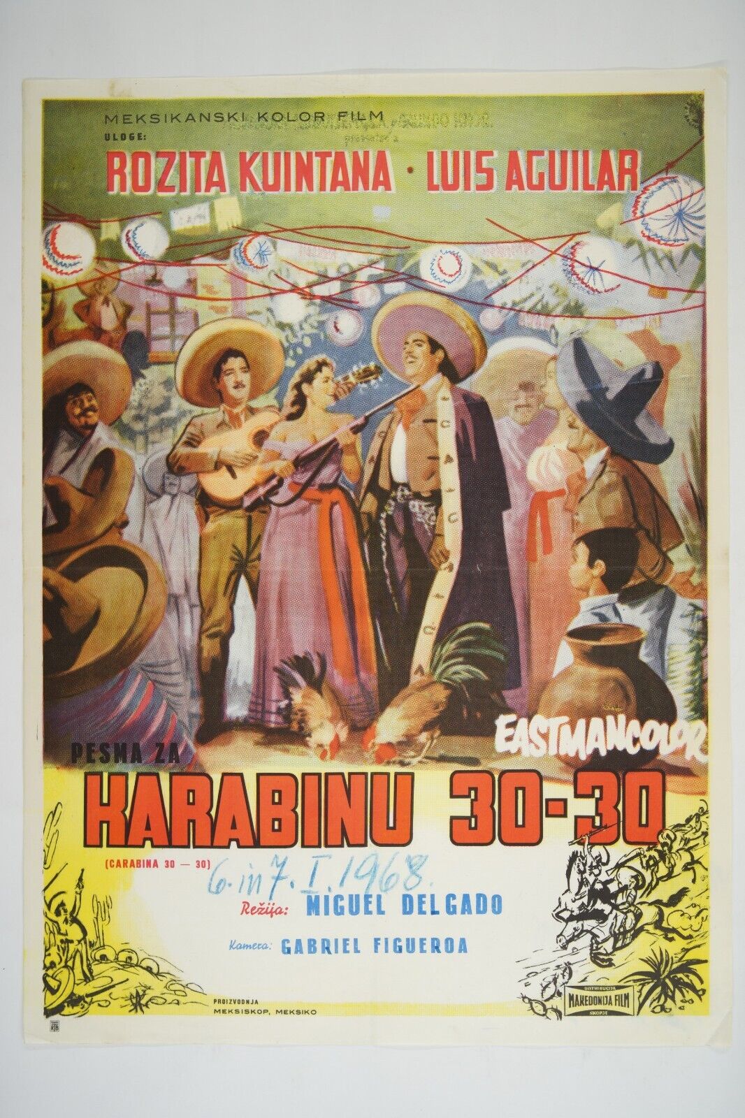 CARBINE CARABINA 30-30 Orig exYU movie poster 1958 ROSITA QUINTANA LUIS AGUILAR