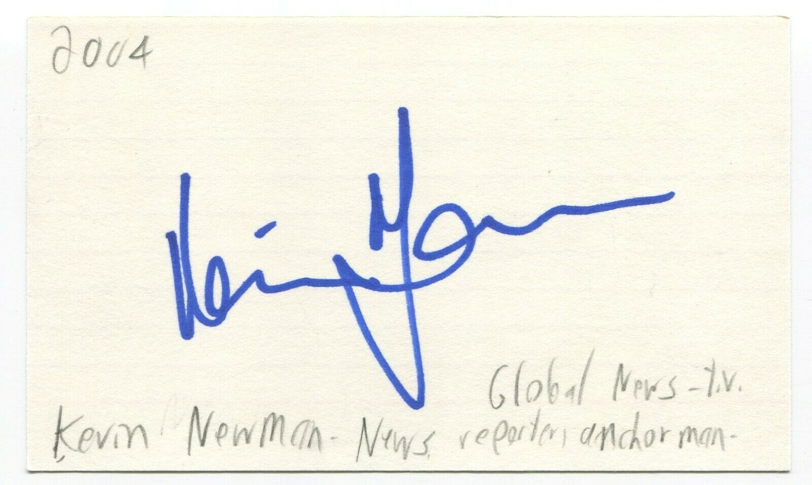 Kevin Newman Signed 3x5 Index Card Autographed Signature Journalist Broadcaster