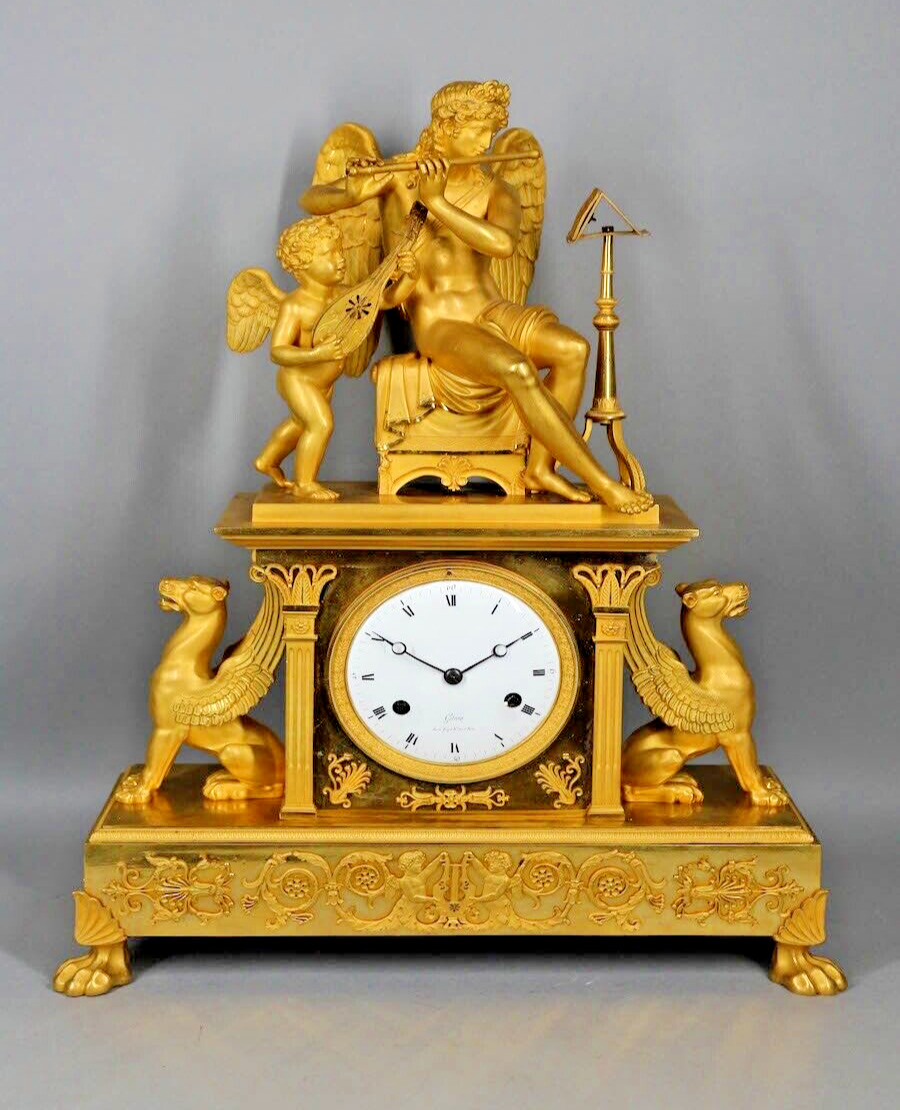ANTIQUE BRONZE EMPIRE TABLE/MANTEL CLOCK 1810